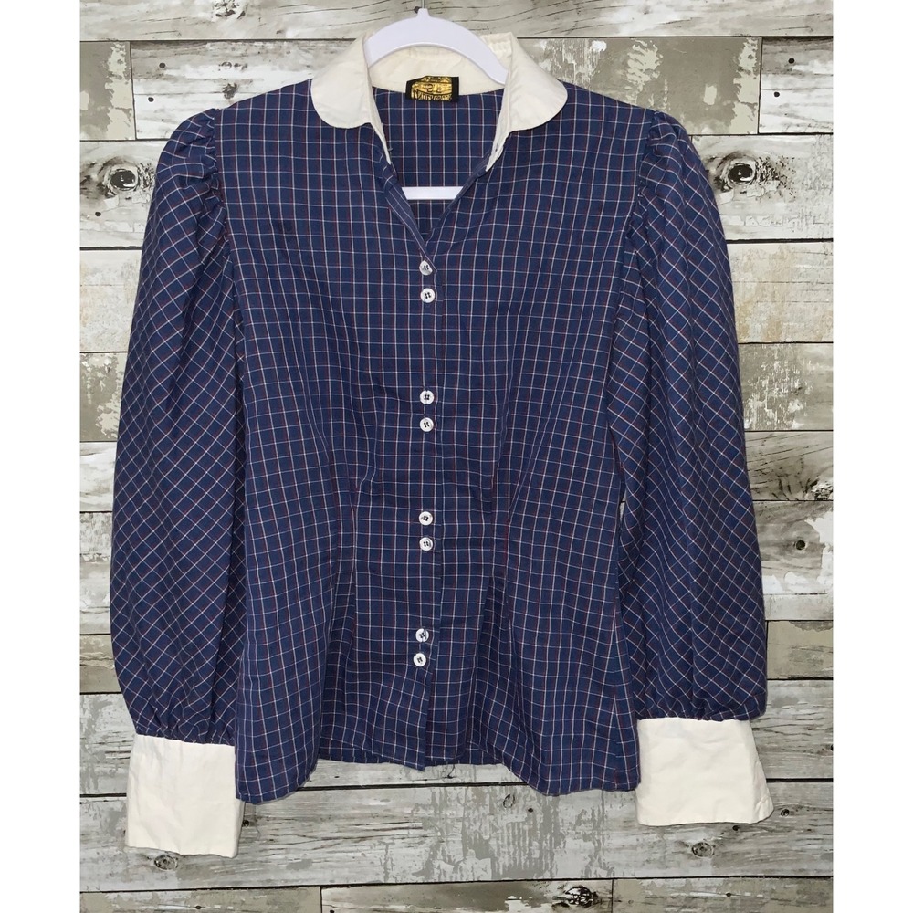 Vintage Underground S.F. Womens Blue Plaid Collared Button Front Shirt Size M